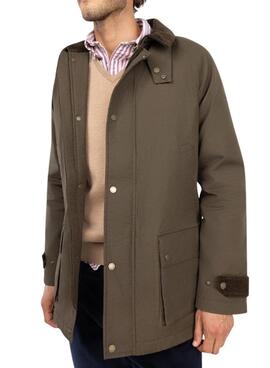 Parka El Ganso cuello pana verde para hombre