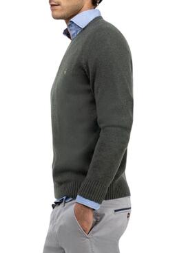 Jersey El Ganso lana merino verde para hombre