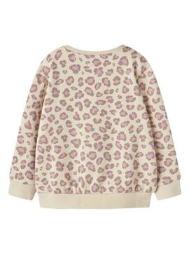 Sudadera Name It Davina rosa y beige para niña
