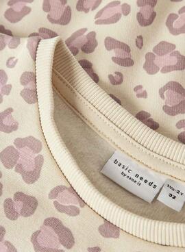 Sudadera Name It Davina rosa y beige para niña
