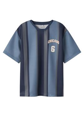 Camiseta Name It Bibile azul y gris para niño
