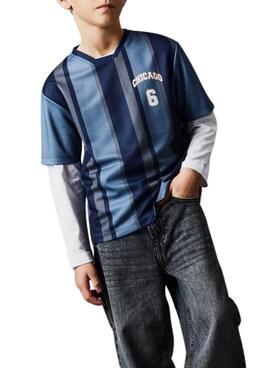 Camiseta Name It Bibile azul y gris para niño