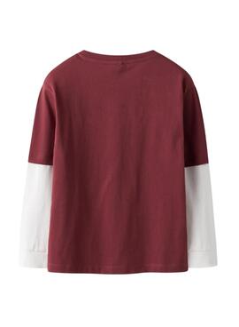 Camiseta Name It Robin granate y blanco para niño