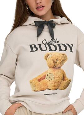 Sudadera Only Ricky beige con capucha para mujer