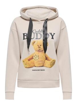 Sudadera Only Ricky beige con capucha para mujer