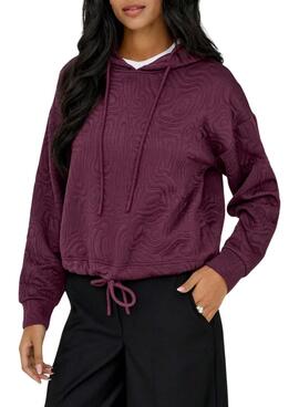 Sudadera Only Bianca estampado granate para mujer