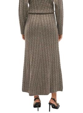 Falda Vila Virelli maxi de punto tostado para mujer