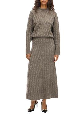 Falda Vila Virelli maxi de punto tostado para mujer