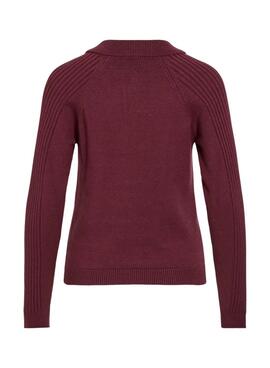 Jersey polo Vila Vidarja granate para mujer 