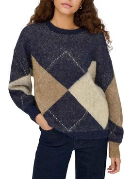 Jersey Only Noeme Jacquard marino para mujer