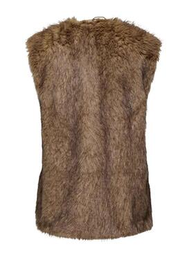 Chaleco Only Dawn de pelo sintético tostado para mujer