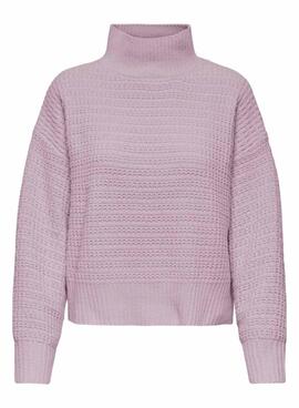 Jersey Only Globe cuello alto malva para mujer