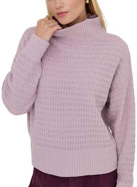 Jersey Only Globe cuello alto malva para mujer