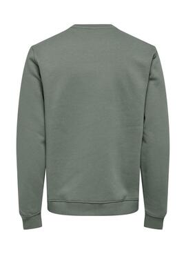 Sudadera Only and Sons Curated Crew verde para hombre