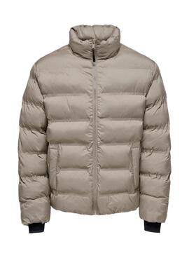Cazadora Only and Sons Union acolchada beige para hombre