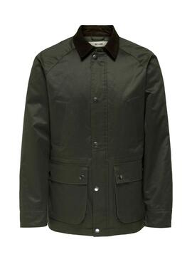 Chaqueta Only and Sons Bob encerada verde para hombre