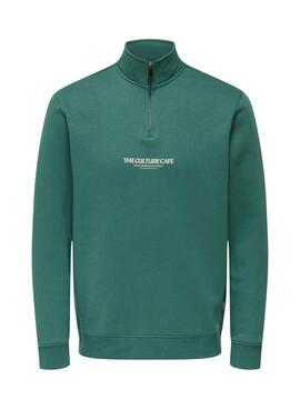 Sudadera Only and Sons Ceres cremallera verde para hombre