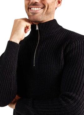 Jersey Only ans Sons Rolf cuello cremallera negro para hombre