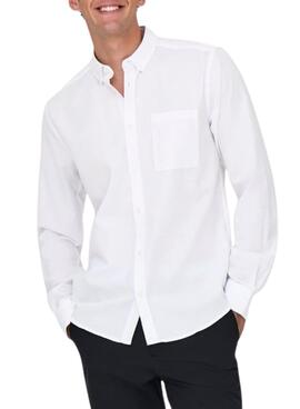 Camisa Only and Sons Alvares oxford blanco slim para hombre
