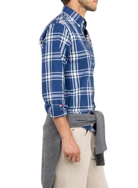 Camisa El Ganso estampado de cuadros Brit azul para hombre