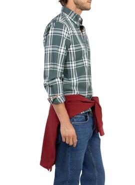 Camisa El Ganso estampado de cuadros Brit verde para hombre