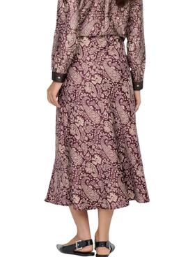 Falda Only Jane estampado Pasley granate para mujer