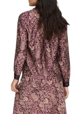 Camisa Only Jane estampado Pasley granate para mujer