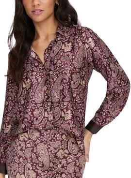 Camisa Only Jane estampado Pasley granate para mujer