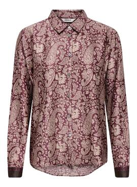 Camisa Only Jane estampado Pasley granate para mujer