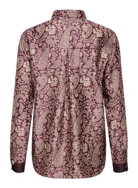 Camisa Only Jane estampado Pasley granate para mujer