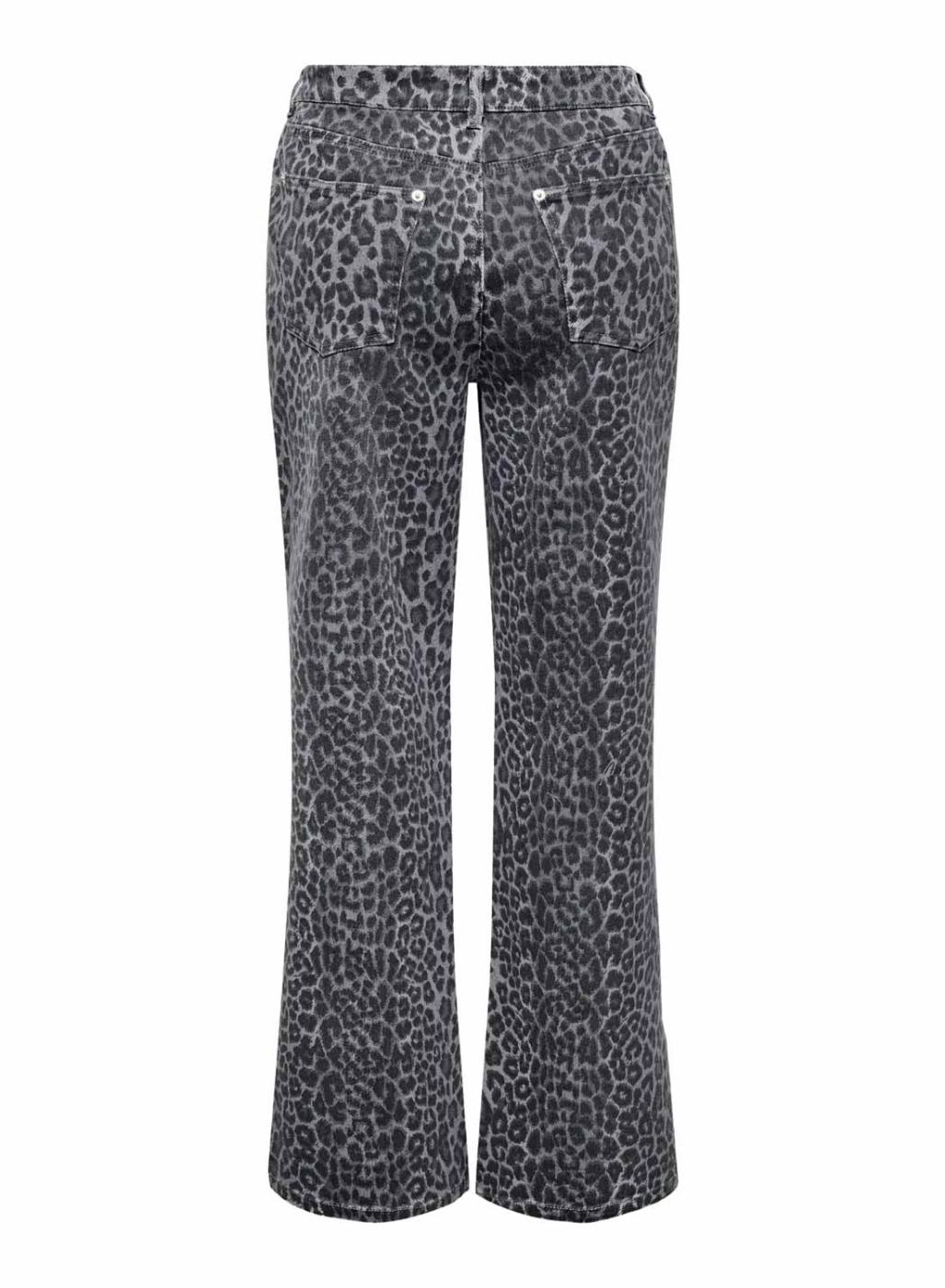 Pantalón Only Cobain animal print gris para mujer