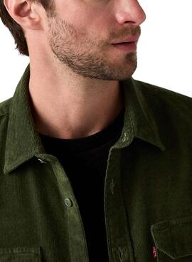 Camisa Levis Jackson Worker de pana verde para hombre