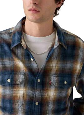 Camisa Levis Jackson Worker cuadros azul de franela para hombre