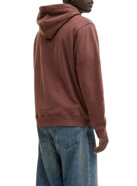 Sudadera Jack and Jones Bleecker marrón con capucha para hombre