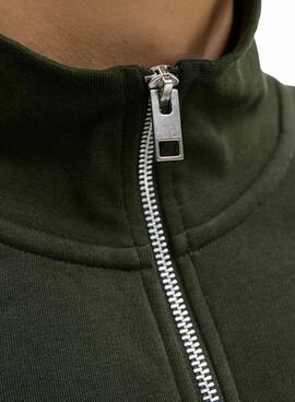 Sudadera Zip Jack and Jones Soho verde para hombre