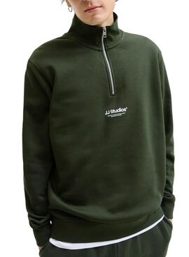 Sudadera Zip Jack and Jones Soho verde para hombre