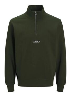 Sudadera Zip Jack and Jones Soho verde para hombre