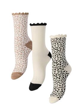Pack 3 calcetines Pieces leopardo para mujer