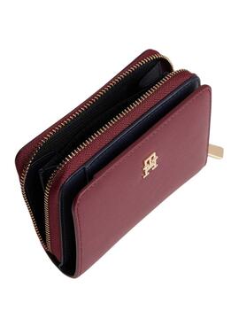 Cartera Tommy Hilfiger Icon con solapa granate para mujer