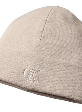 Gorro Calvin Klein logo CK beige para hombre