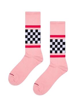 Calcetines Happy Socks Checked Stripe rosa para mujer
