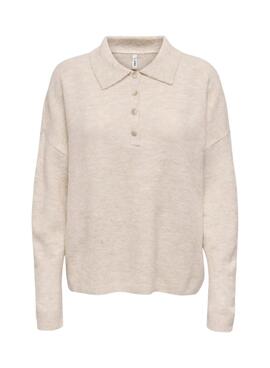 Polo de punto Only Talio beige para mujer
