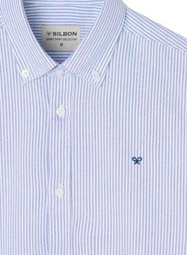 Camisa Silbon sport oxford raqueta rayas azul para hombre