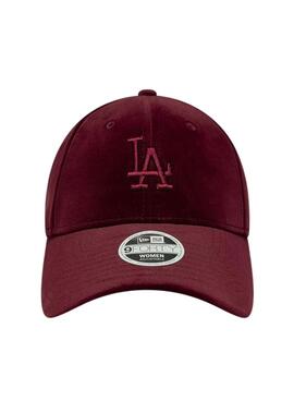 Gorra New Era Velour LA Dodgers 9FORTY granate para mujer