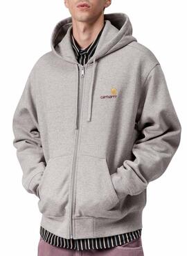 Sudadera Carhartt American Script cremallera gris para hombre