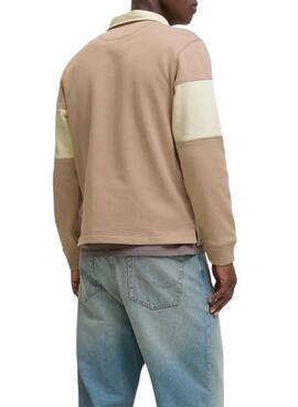 Polo Jack and Jones Norrebro camel y beige para hombre
