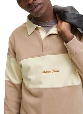 Polo Jack and Jones Norrebro camel y beige para hombre
