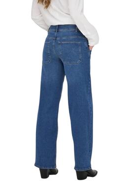 Pantalón vaquero Only Astoria wide leg azul medio para mujer