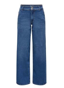 Pantalón vaquero Only Astoria wide leg azul medio para mujer