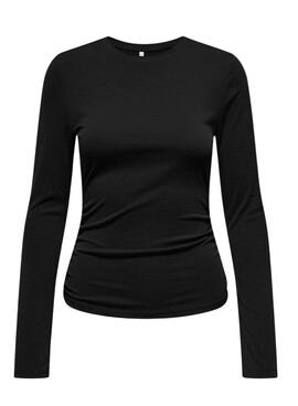 Camiseta Only Free Rib Slub negro para mujer